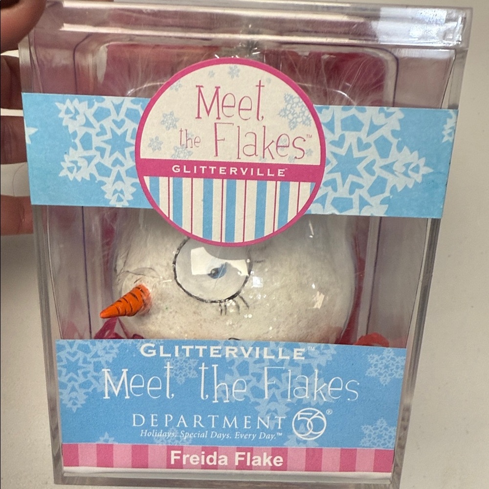 Freida Flake Holiday Ornament - White and Orange
